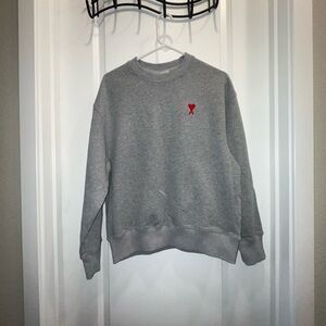 AMI Paris Ami de Coeur cotton crewneck sweatshirt in grey.